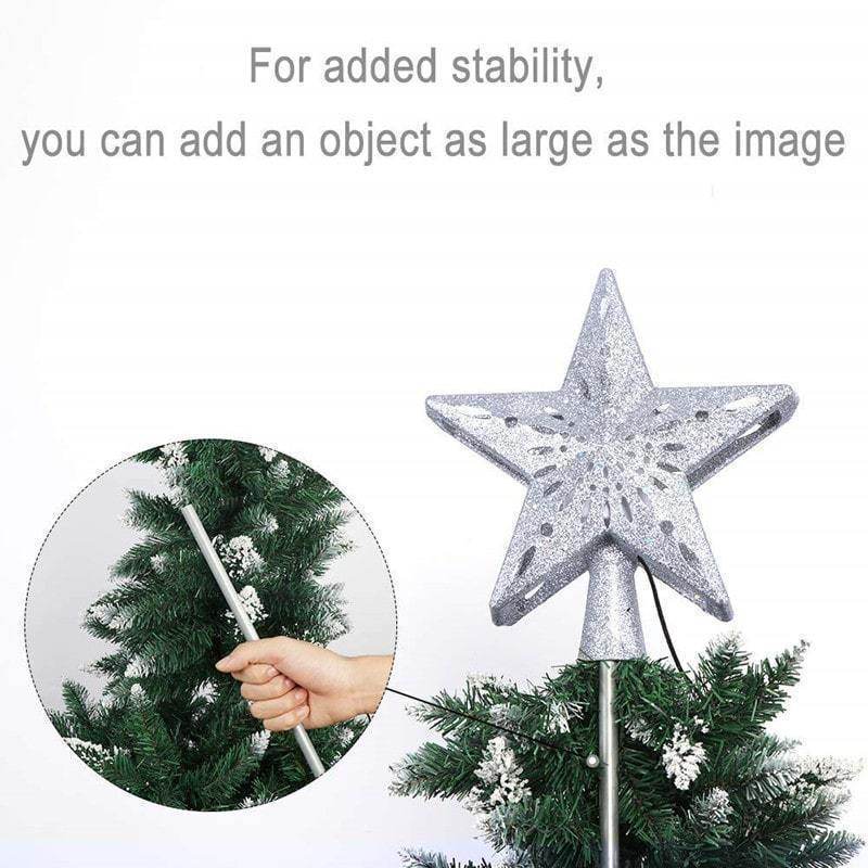 3D Hollow Gold Silver Star Christmas Tree Topper-xinru shop