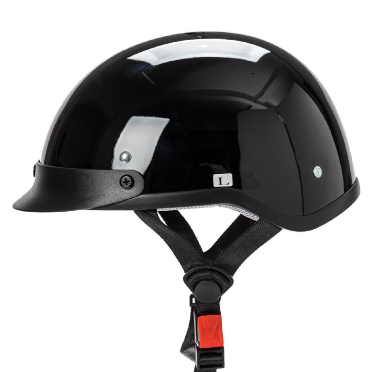 Shiny Motorcycle Half Helmet DOT Bright Black-xinru shop