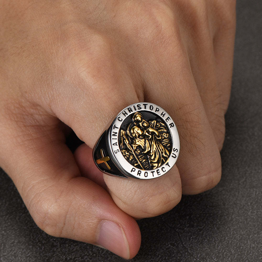St. Christopher Ring Patron Saint of Travellers Ring-xinru