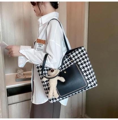 大容量キャンバスバッグベアトートバッグ-xinru shop