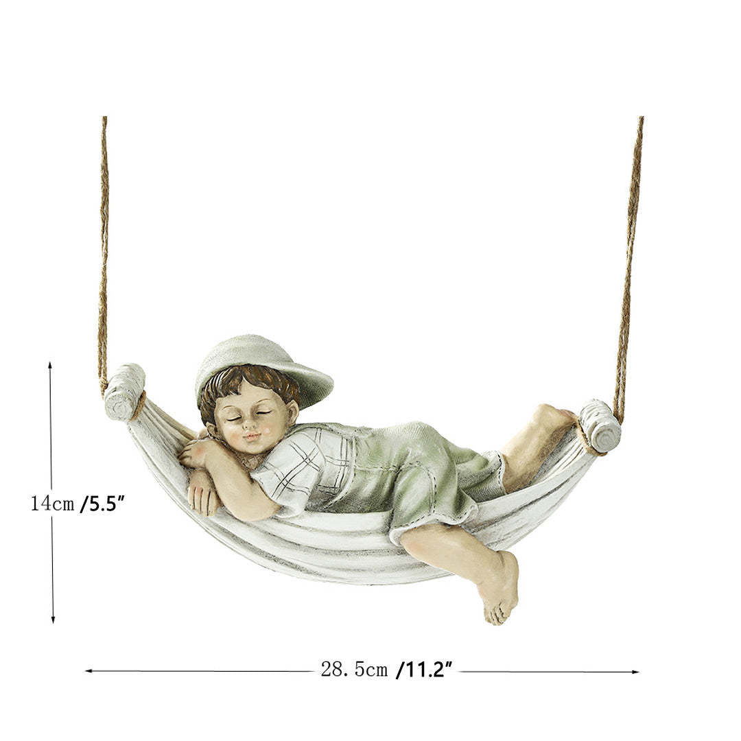Resin Lying Boy Casual Girl Statue Garden Hang On Tree Decorative Pendant Decors-xinru