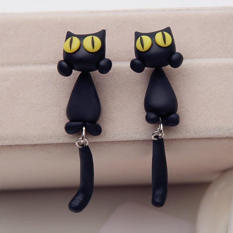 Cute Handmade Black Cat Earrings-xinru