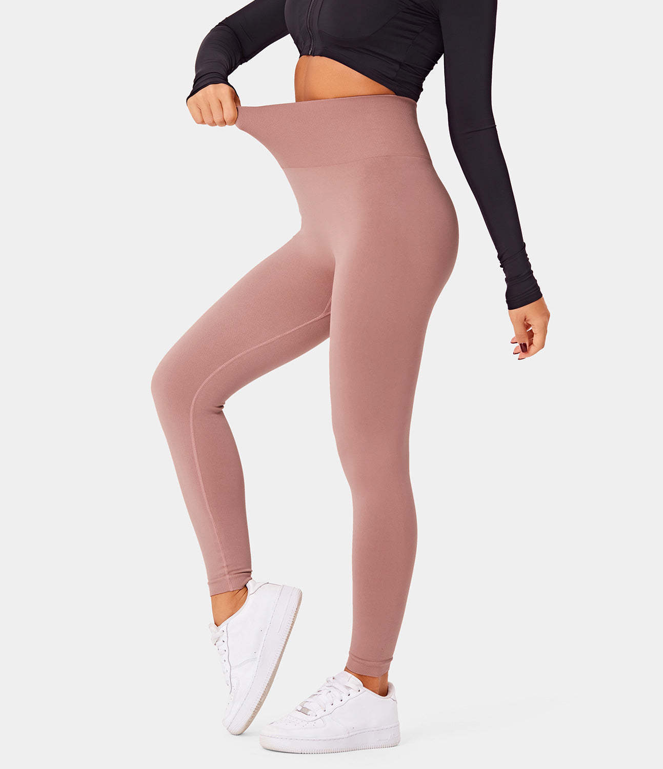 Seamless Flow High Waisted Butt Lifting Plain Full Length Leggings-xinru shop