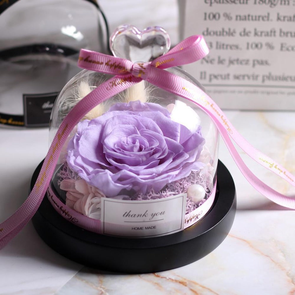 Mother's Day Gift Immortal Enchanted Rose Glass Heart Dome-xinru