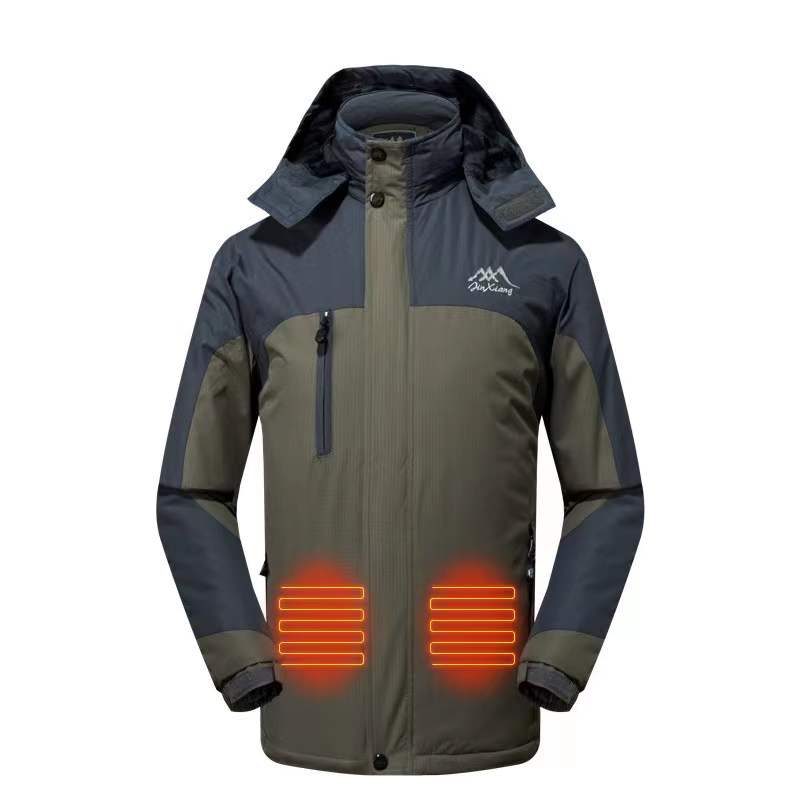 Heated Coat with Detachable Hood Windproof-xinru shop