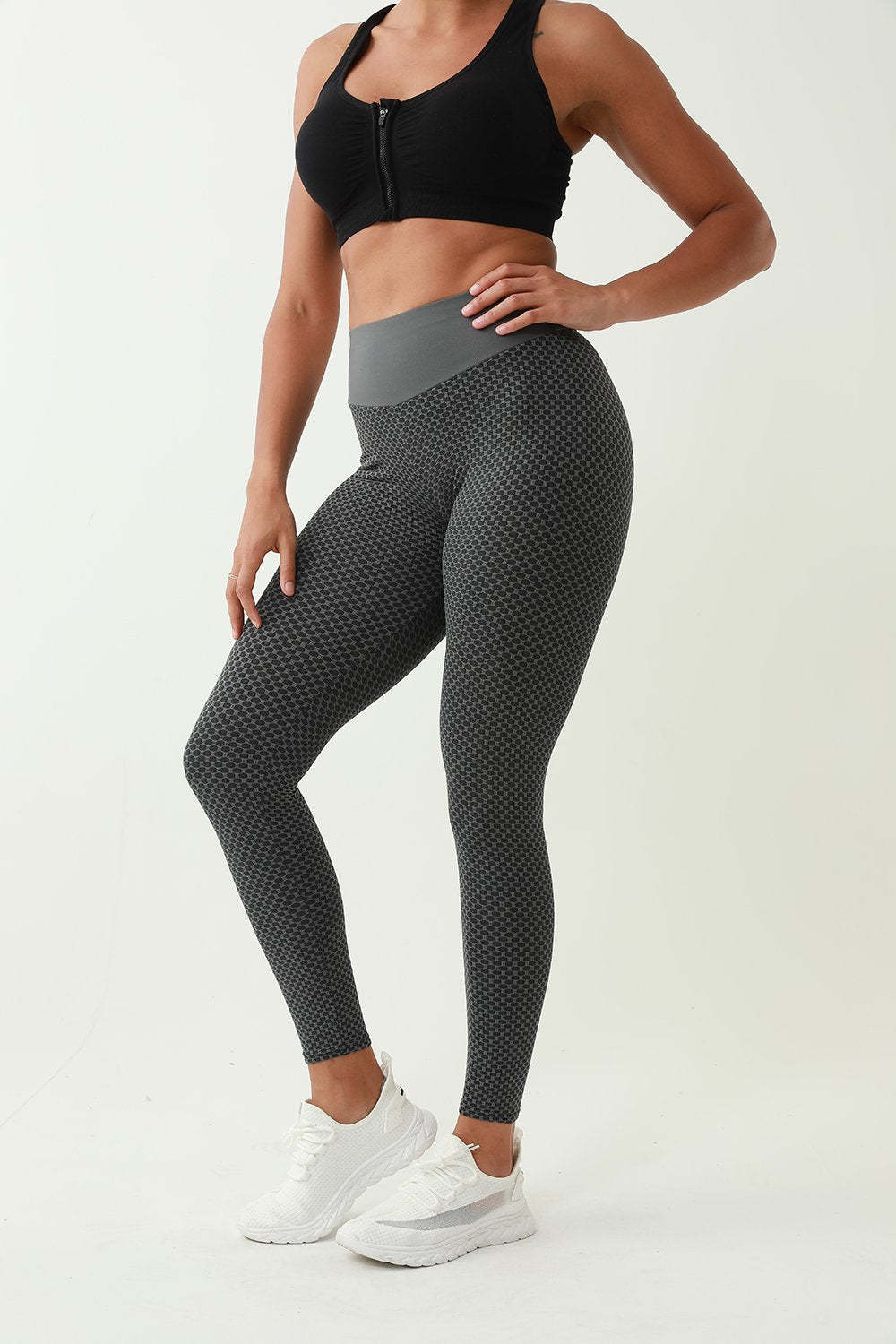 Hips Lift High Waist Stretch Textured Skinny Yoga Pants-xinru