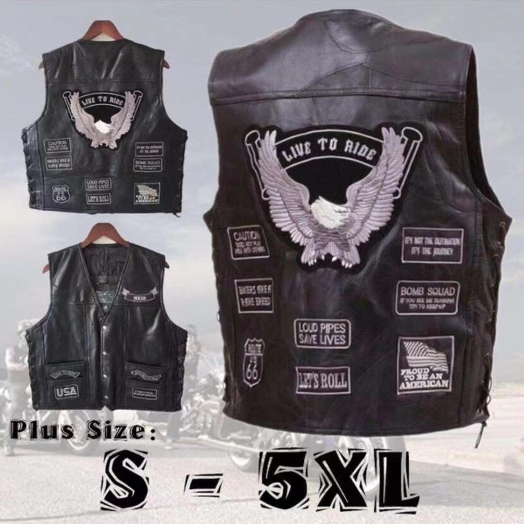 Motorcycle leather vest-xinru shop