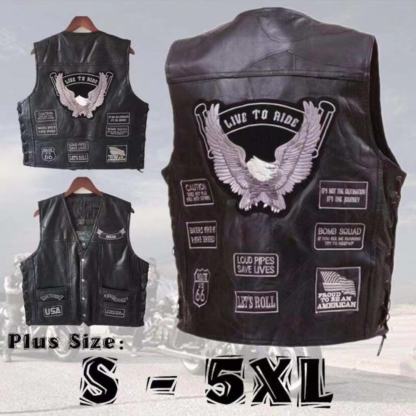 Motorcycle leather vest-xinru shop