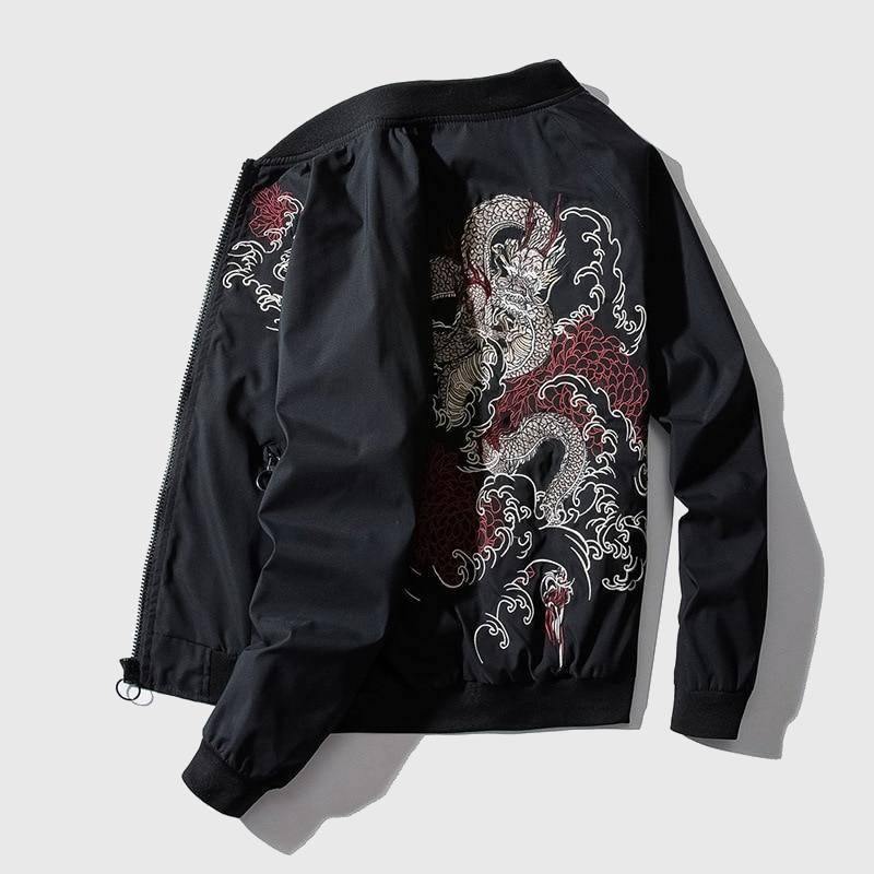Men Dragon Embroidery Sukajan Yokosuka Oversized Pilot Jacket-xinru