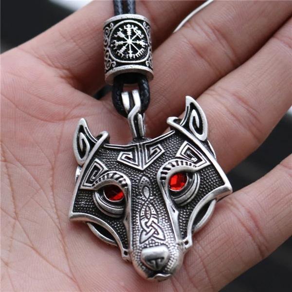 Men's Stainless Steel Norse Viking Wolf Pendant Necklace-xinru