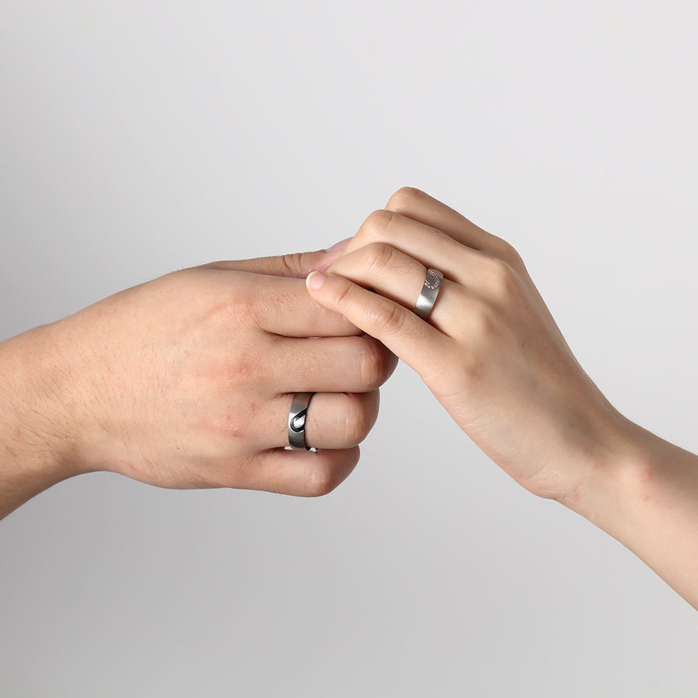 Custom Love Heart Couples Ring Set-xinru