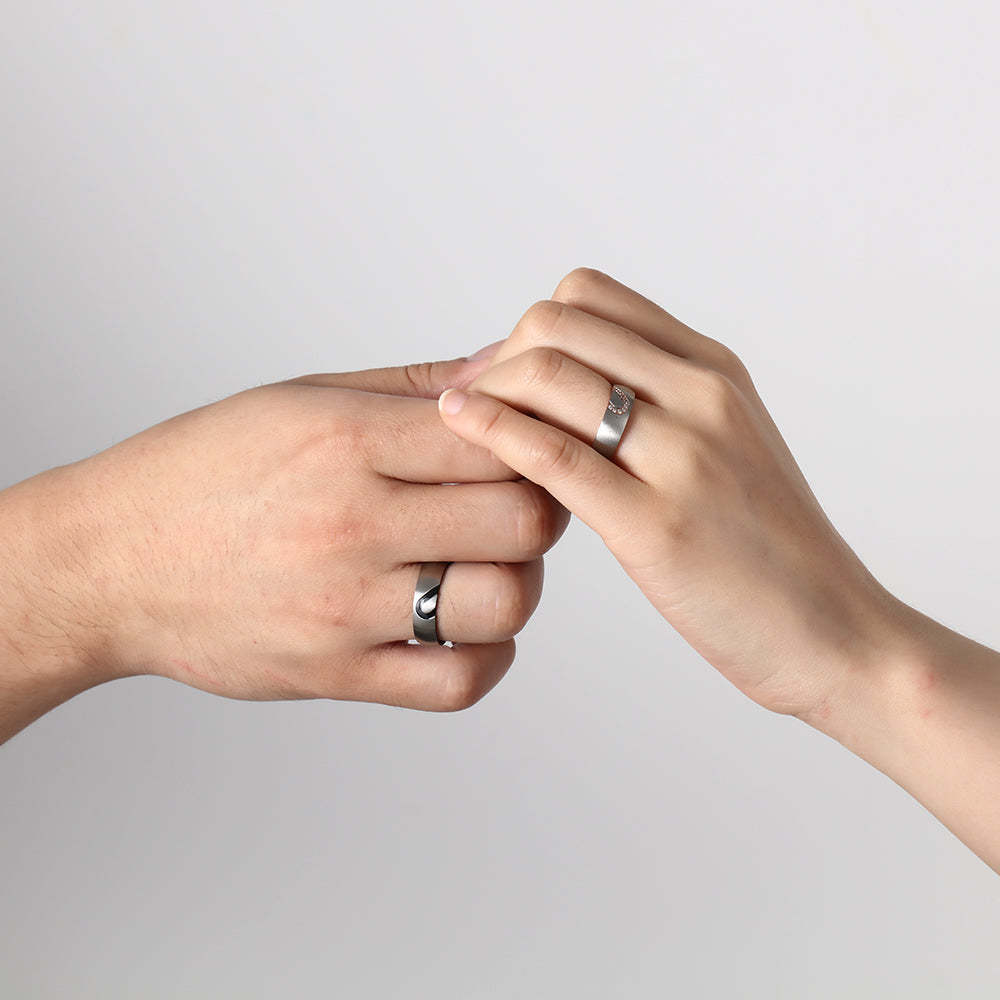 Custom Love Heart Couples Ring Set-xinru