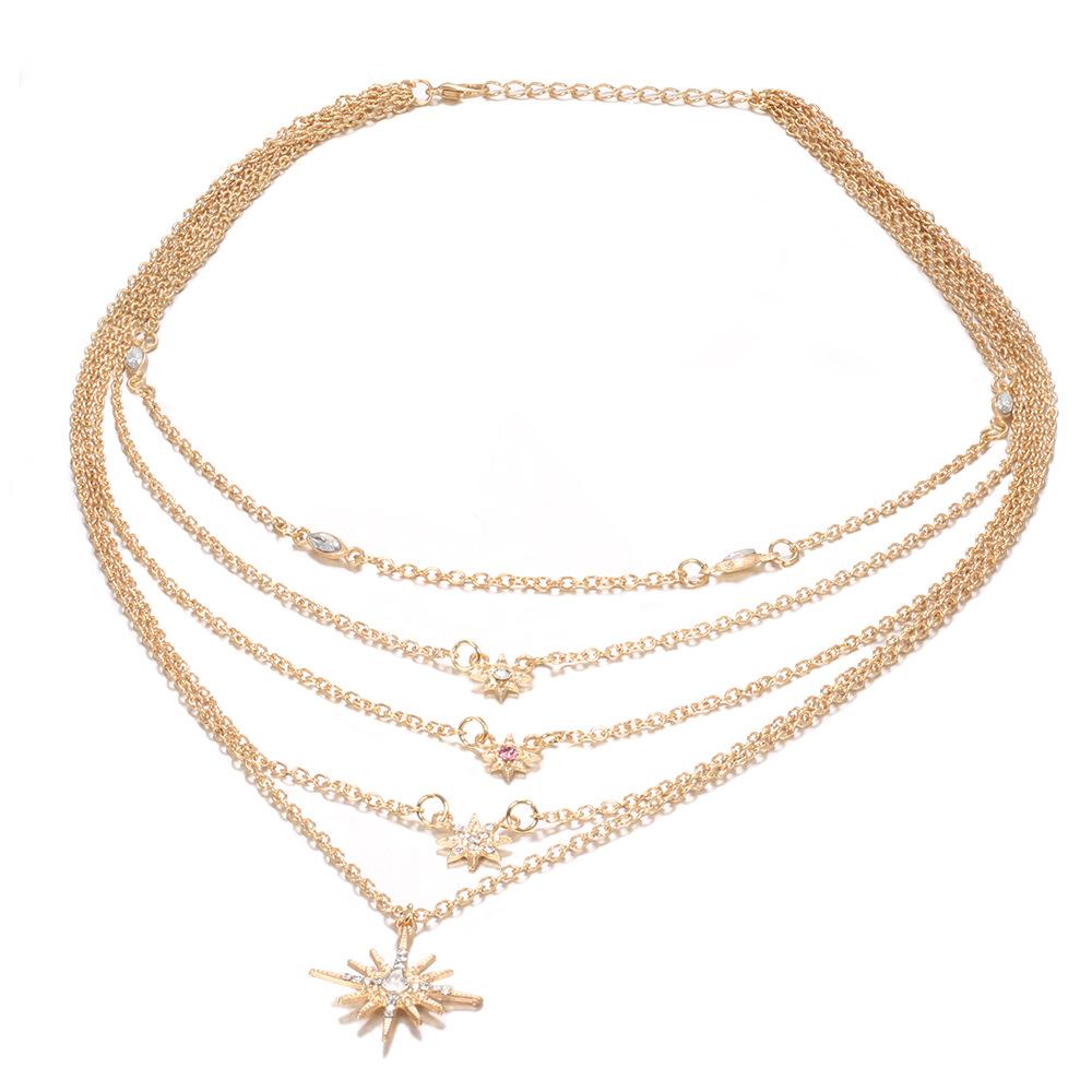 Ladies Layered Necklace Gold Long Necklace-xinru