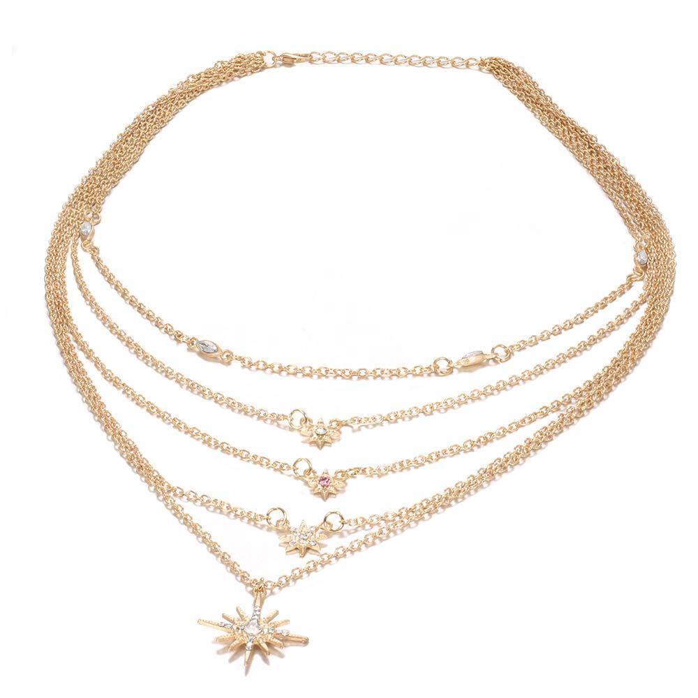 Ladies Layered Necklace Gold Long Necklace-xinru