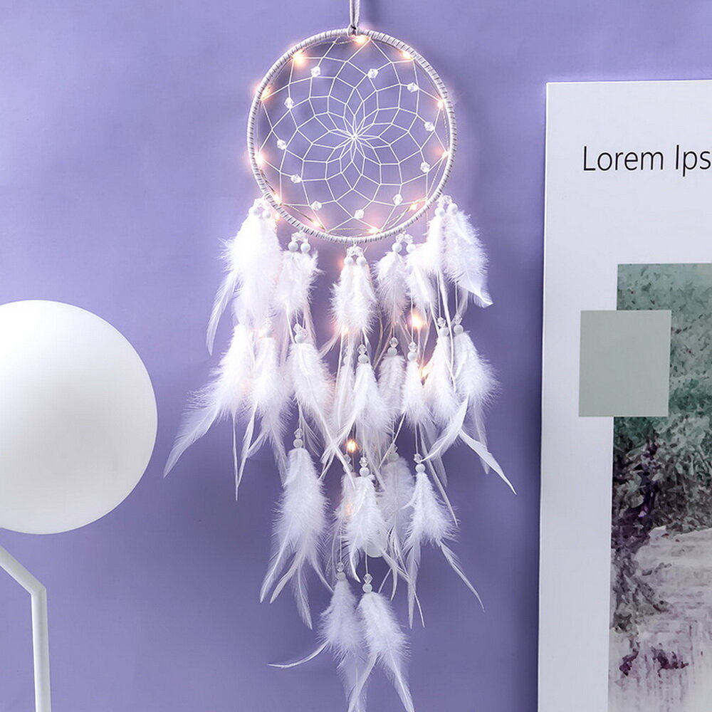 LED Dream Catcher Light String White Feather Night Light Home Party Decoration-xinru