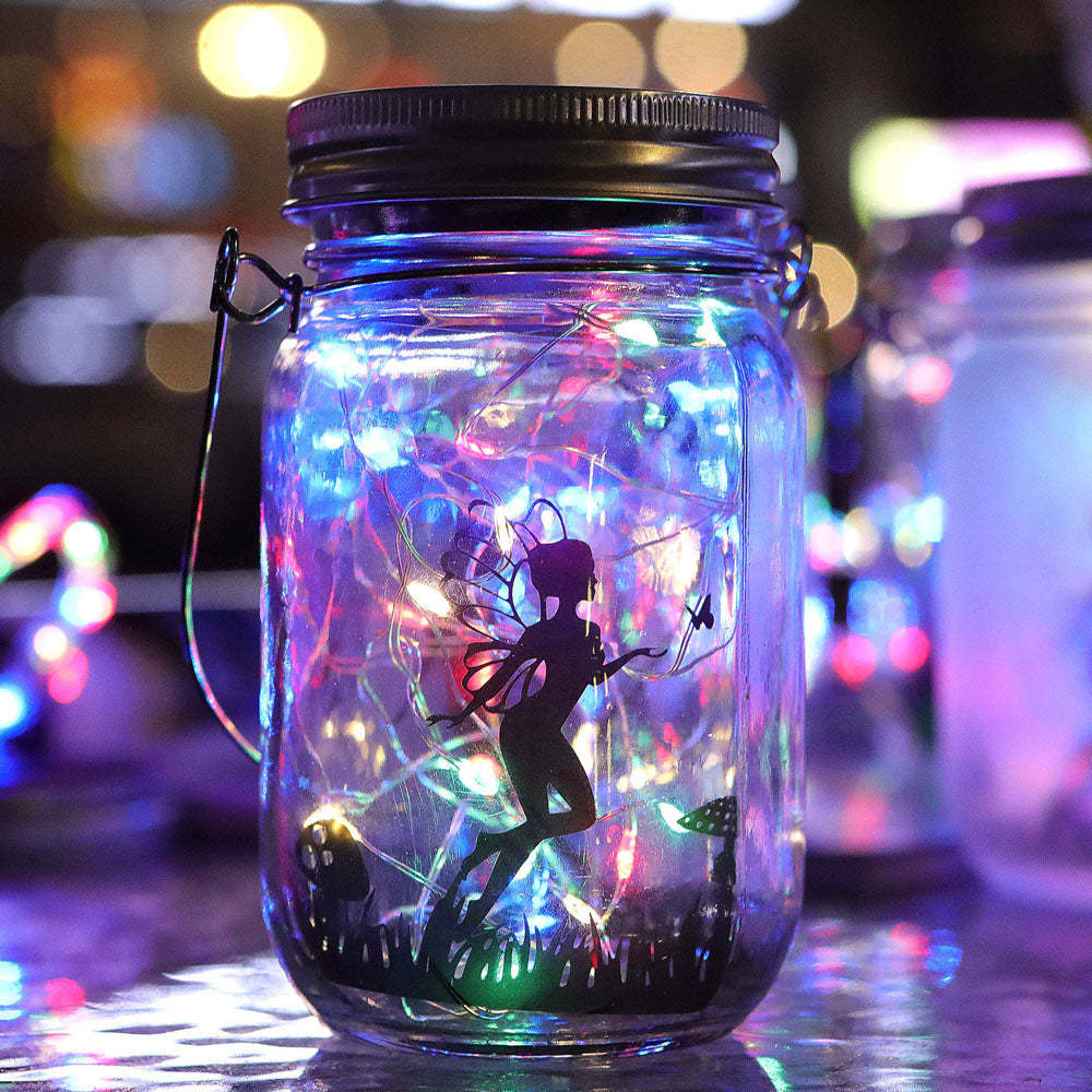 Solar Light Outdoor Fairy Lantern Hanging Glass Mason Jar Light Led Lamp-xinru