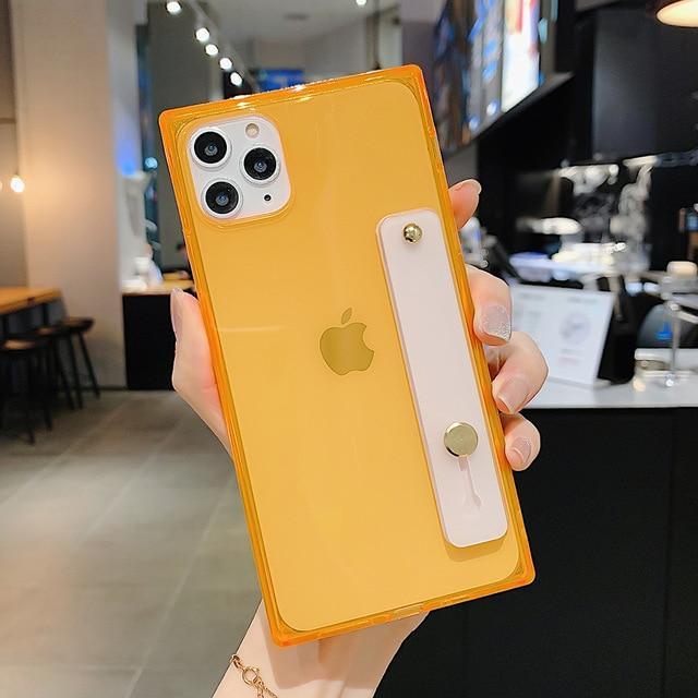 Clear Square Case + Wrist Strap-xinru