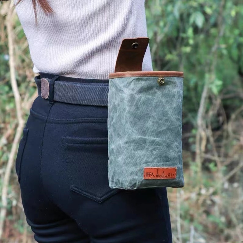 Cowhide Leather Waterproof Waxed Canvas Foraging Bag-xinru shop