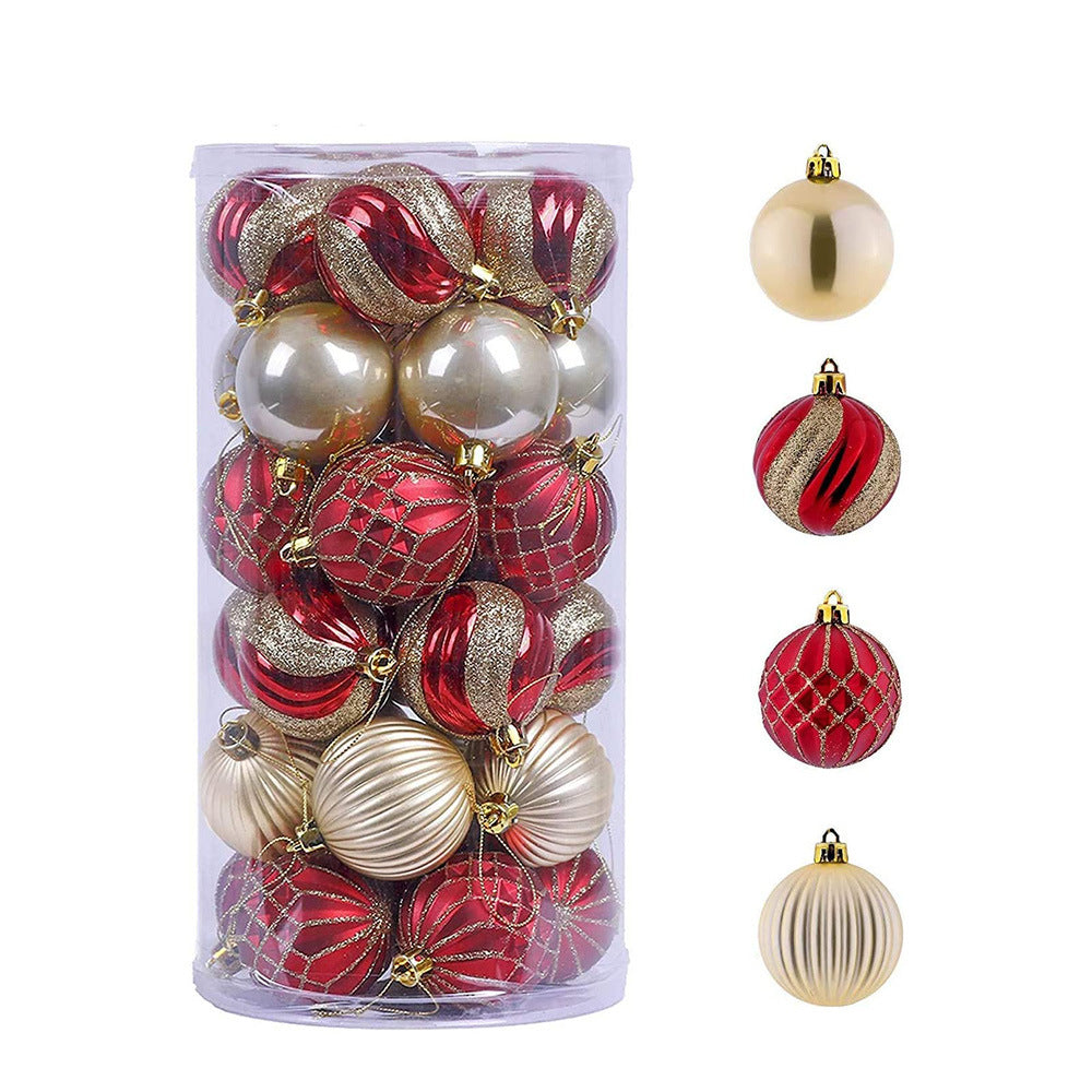 Red And Gold Christmas Tree Baubles Christmas Ball Ornaments, Set of 30-xinru shop