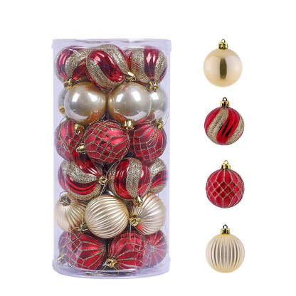 Red And Gold Christmas Tree Baubles Christmas Ball Ornaments, Set of 30-xinru shop