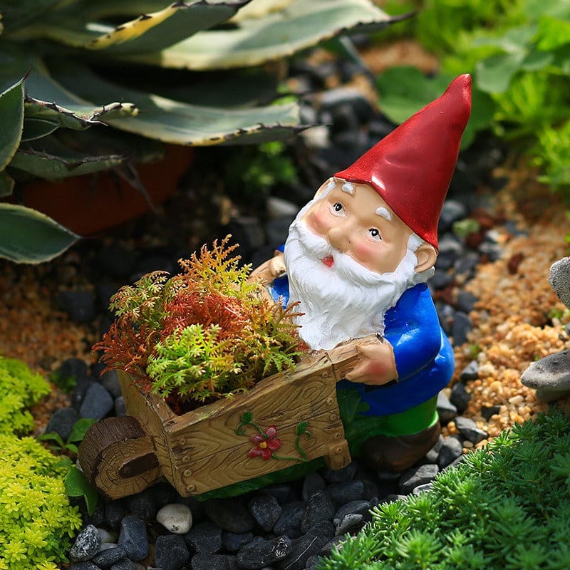 Garden Working Gnome Statue Flower Pot-xinru