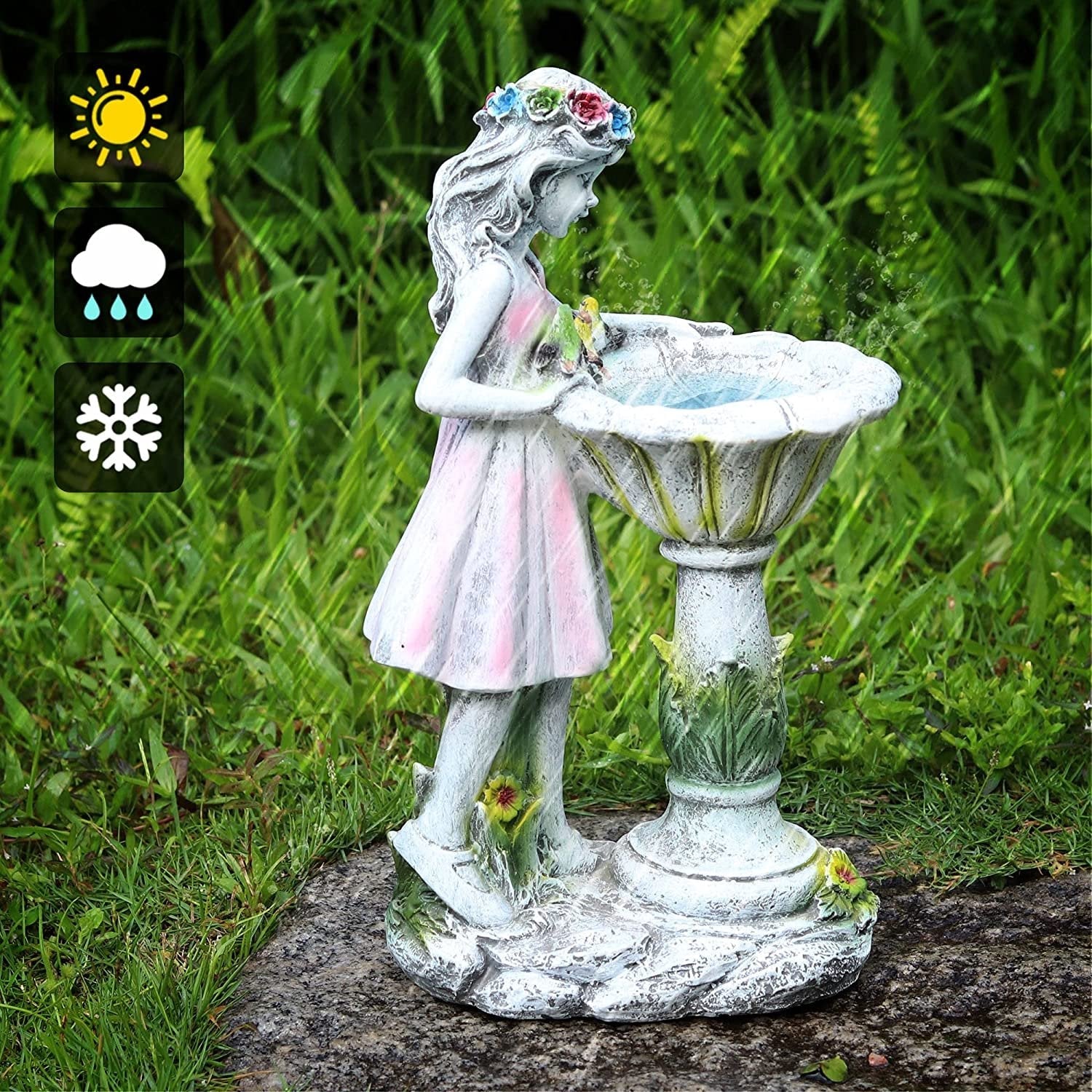 Fairy Garden Statue, Solar Garden Angel Figurine Outdoor Decoration-xinru