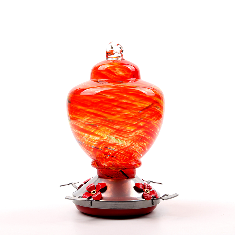 Hummingbird Feeders Hand Blown Glass Never Leak Rust Proof Bird 32oz-xinru