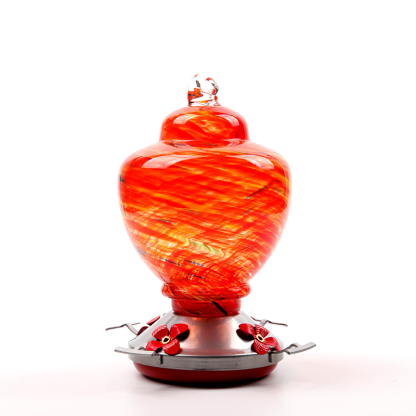 Hummingbird Feeders Hand Blown Glass Never Leak Rust Proof Bird 32oz-xinru