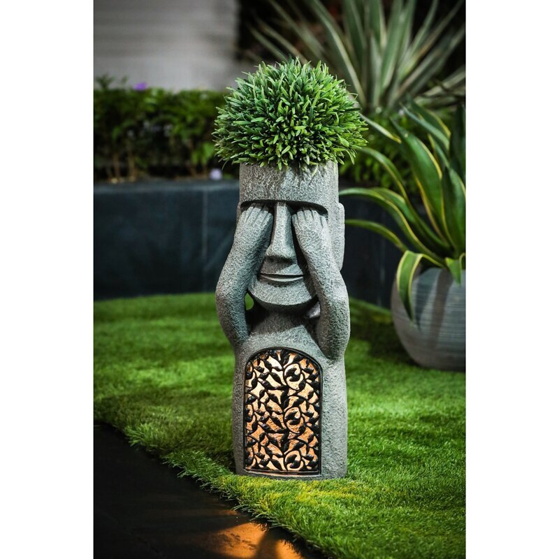 See Hear Speak Gray Mgo Set 3 Garden Easter Solar Statues-xinru