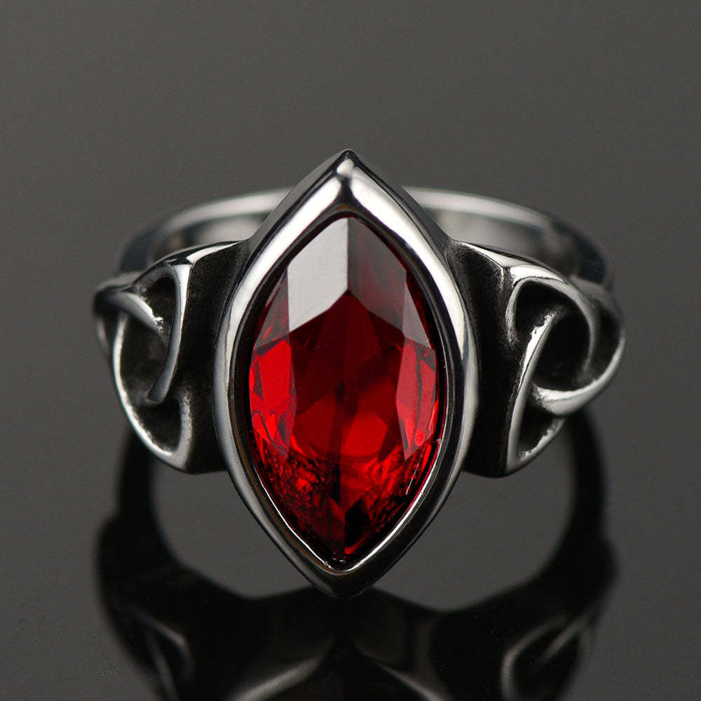 Stainless Steel Celtic Knot Ruby Crystal Ring For Men-xinru