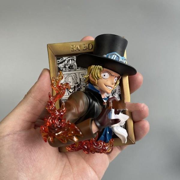 One Piece Anime Action Figure Ace Photo Frame Creative PVC Statue Gift-xinru