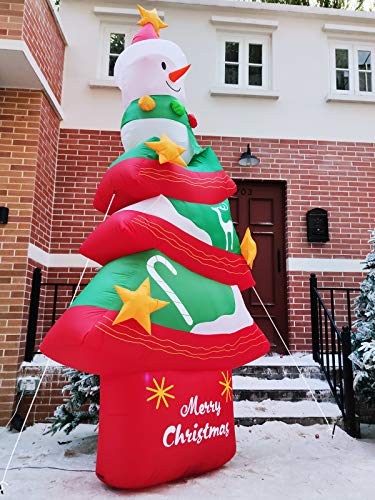 TURNMEON 12 Feet Christmas Inflatables Christmas Tree with Lights Snowman Christmas Outdoor Decoration Blow Up Christmas Yard Decor LED Lights with Tethers Stakes for Outdoor Lawn Garden Party-xinru shop