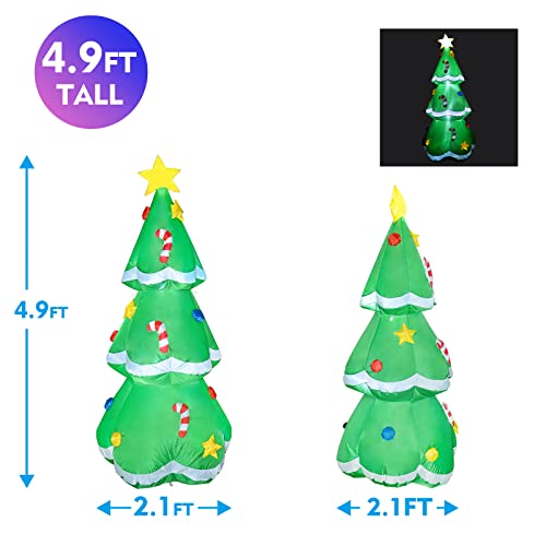 GOOSH 5 FT Height Christmas Inflatables Tree Decorations, Blow Up Yard Decoration Clearance with LED Lights Built-in for Holiday/Party/Yard/Garden-xinru shop