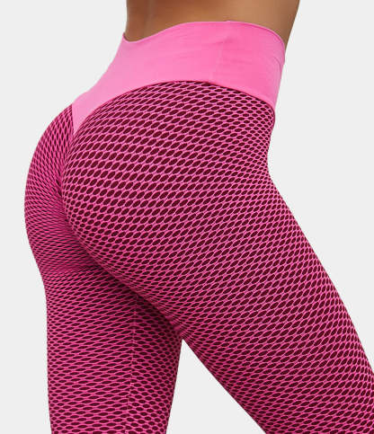 High Waisted Butt Lifting Honeycomb Leggings-xinru shop
