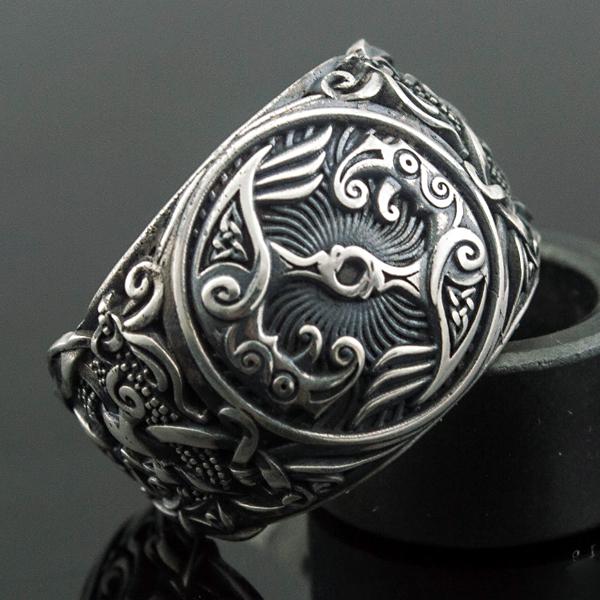 Huginn and Muninn Ring - Sterling Silver or Gold-xinru shop