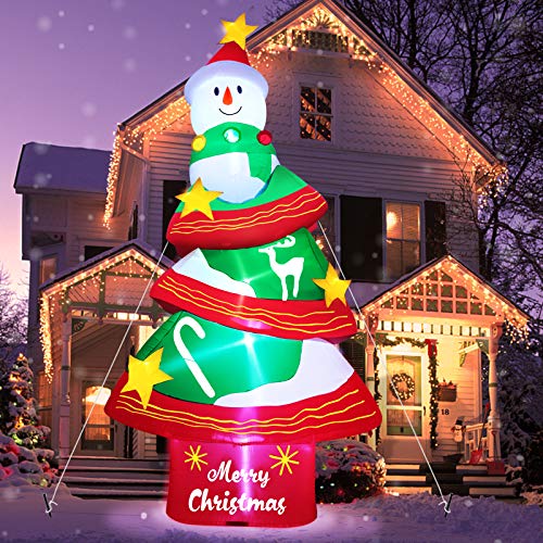 TURNMEON 12 Feet Christmas Inflatables Christmas Tree with Lights Snowman Christmas Outdoor Decoration Blow Up Christmas Yard Decor LED Lights with Tethers Stakes for Outdoor Lawn Garden Party-xinru shop