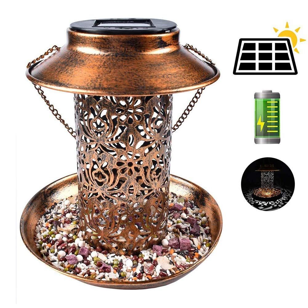 Solar Powered Bird Feeder Vintage Lantern Light-xinru