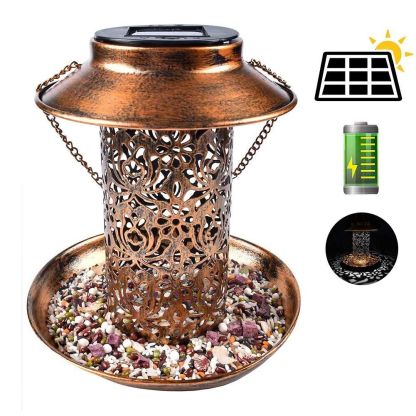 Solar Powered Bird Feeder Vintage Lantern Light-xinru