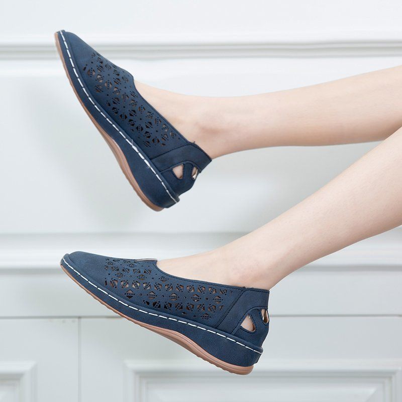 Women Retro Plus Size Hollow Wedges Sandals-xinru