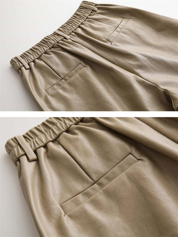 Fashion PU Leather Shorts Women's Plus Size Streetwear-xinru