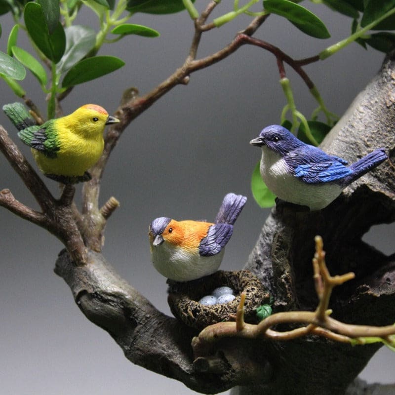 Figurines Simulation Cute Miniature Bird Resin Magpie Mini Dollhouse Decor-xinru