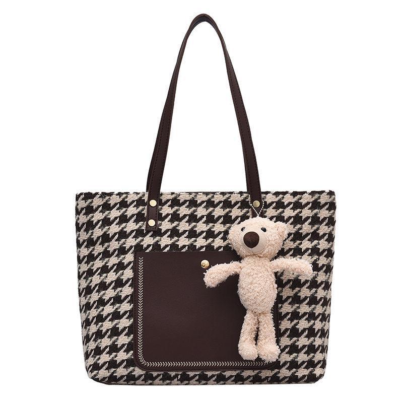 大容量キャンバスバッグベアトートバッグ-xinru shop