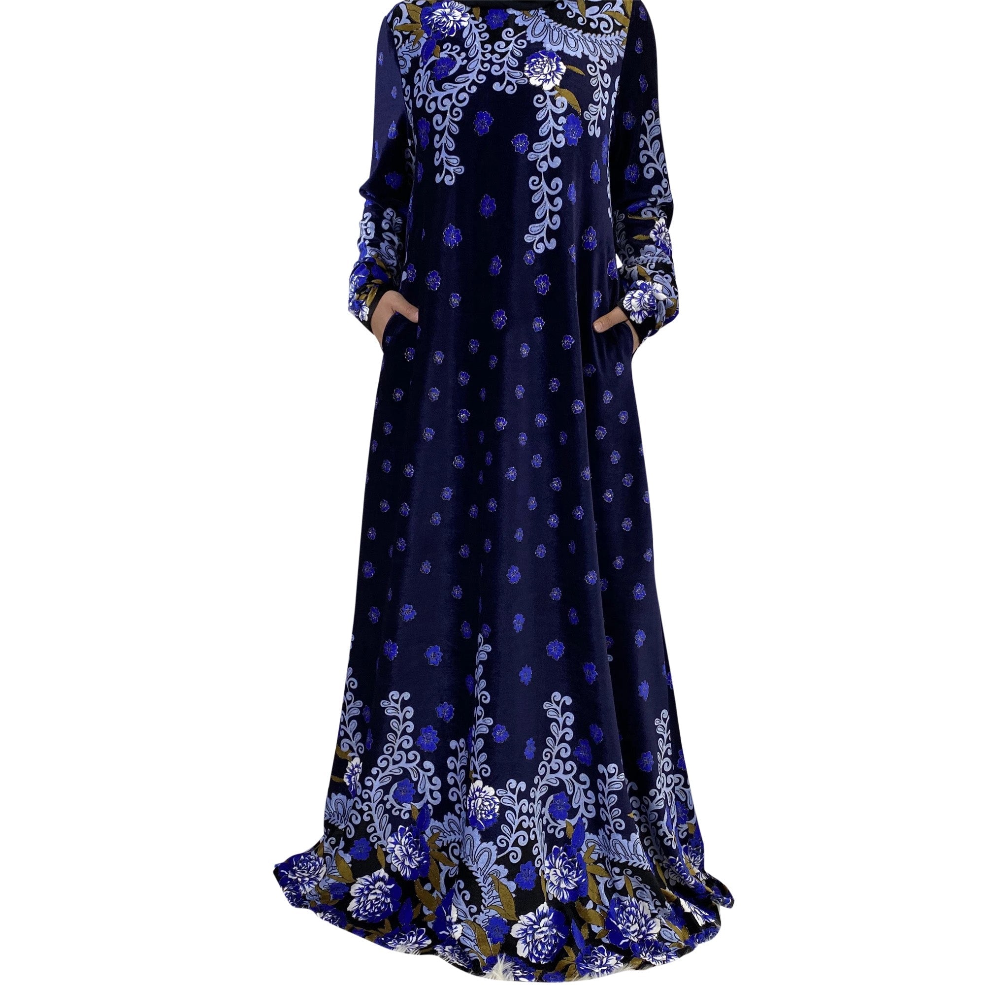 Ramadan Women's Thickened Velvet Robe Islamic Muslim Casual-xinru