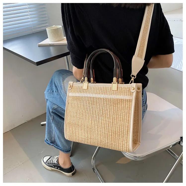 ウーブンバッグ大容量トートバッグ-xinru shop