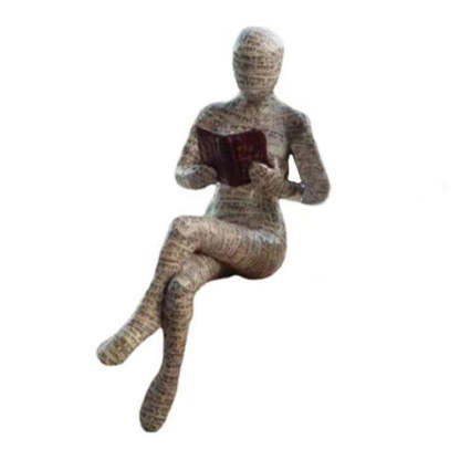 Pulp Woman Reading Resin Statue Bookshelf Abstract Sculptures Figurines Decor-xinru