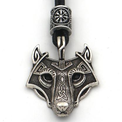 Men's Stainless Steel Norse Viking Wolf Pendant Necklace-xinru