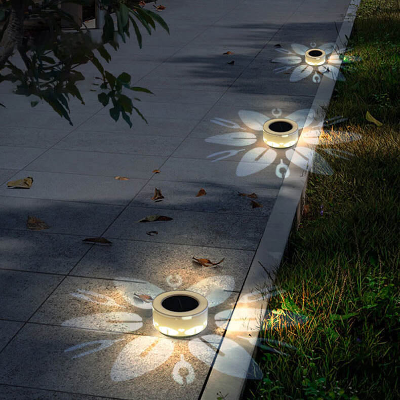 Solar Flower Pattern LED Outdoor Wall Patio Lawn Decorative Light-xinru