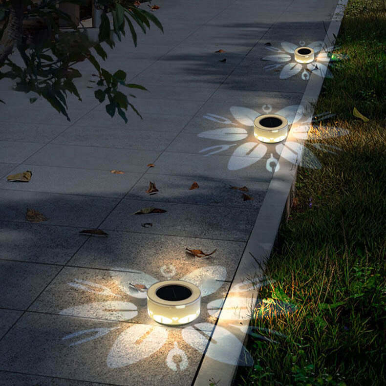 Solar Flower Pattern LED Outdoor Wall Patio Lawn Decorative Light-xinru