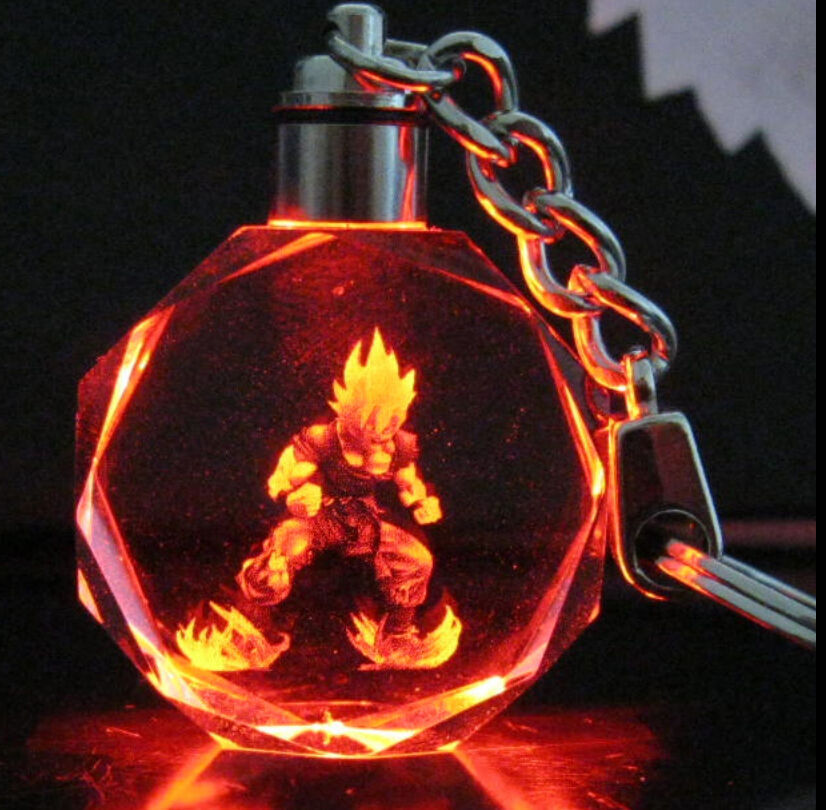 Dragon Ball Crystal Key Ring Car Keychains LED Pendant Shiny Prop Gift-xinru