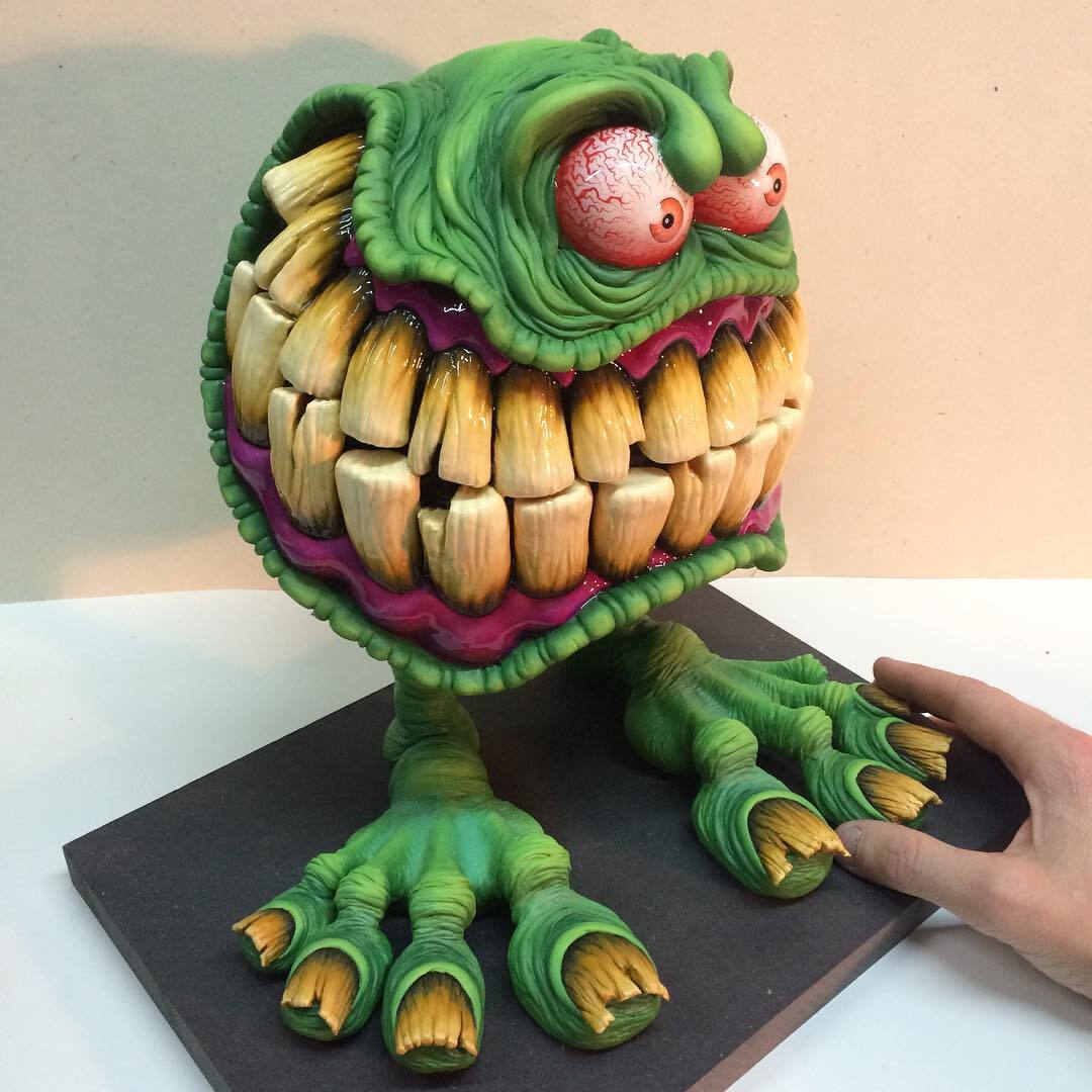 Scary Monster Statue Angry Big Mouth-xinru